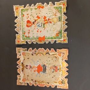 Antique Whitney Made Embossed Paper Lace Die Cut Valentine Cards (2)